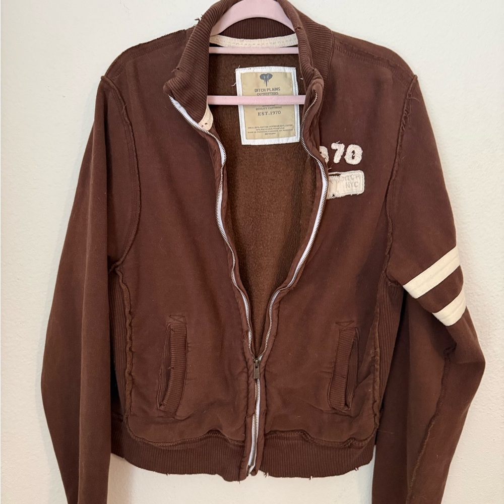 Ditch Plains Outfitter Distress Brown Zip-Up Jacket
